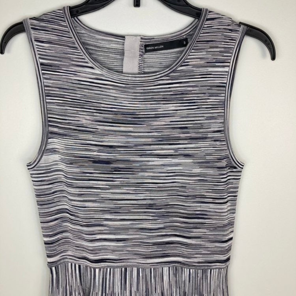 Karen Millen Knit Striped Fit & Flare Dress Sz 3 - image 4
